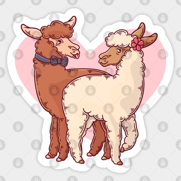 Lama Couple Cute Sticker by Mako Design 